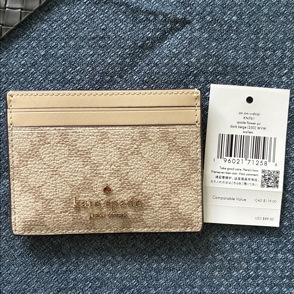 Kate Spade Flower Small Slim Card Holder- Beige - Picture 3 of 3